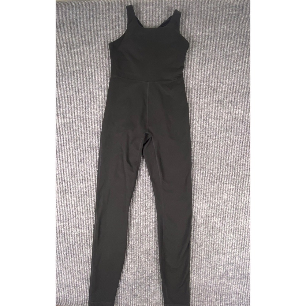 Fabletics Motion365+ Jumpsuit Black Cross Back Cutout One Piece Bodysuit Yoga S